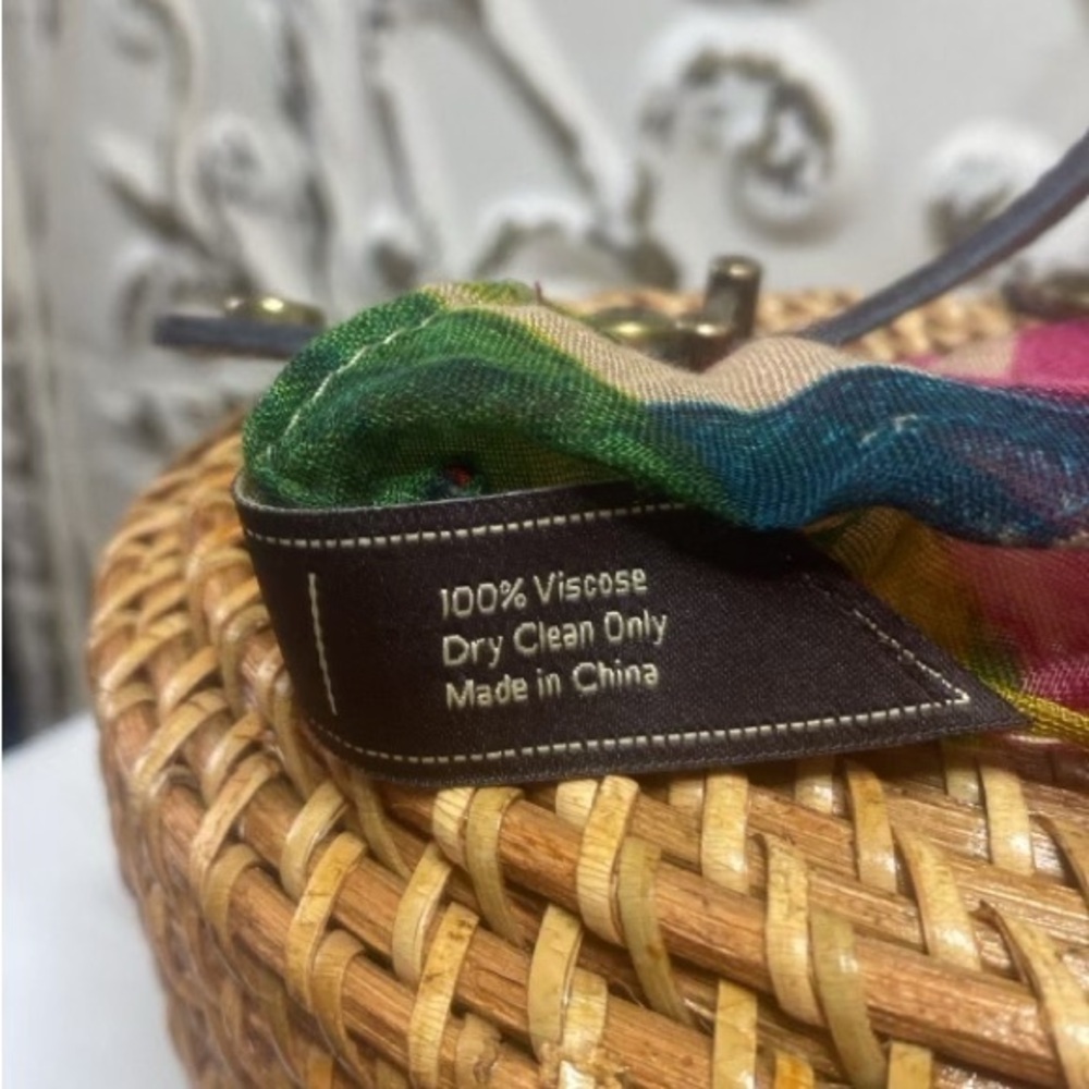 Patricia Nash Woven Basket Bag with Colorful Scarf - Picture 9 of 9